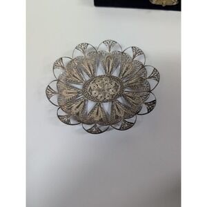 Vintage Sterling 925 Flower Filigree Small Change Dish